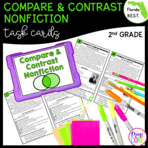 Compare and Contrast Nonfiction Task Cards - 2nd Grade - FL BEST ELA.2.R.3.3