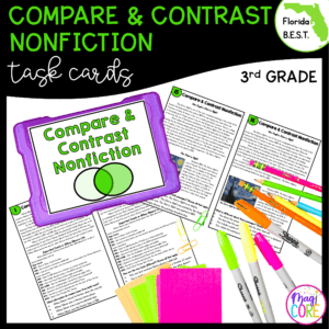 Compare & Contrast Nonfiction Task Cards - 3rd Grade - FL BEST ELA.3.R.3.3