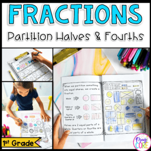 Fractions - Partition Halves & Fourths - 1st Grade Math - 1.G.A.3 | MA.1.FR.1.1