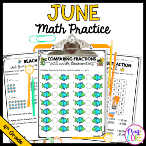 June Themed Math Practice - 4th Grade