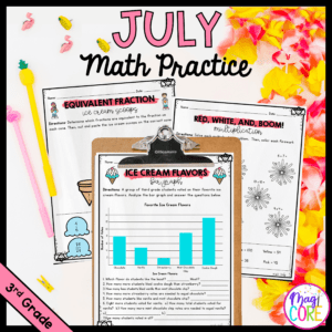 July Themed Math Practice - 3rd Grade