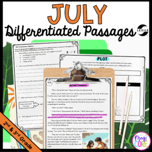 July Lexile Leveled Differentiated Reading Passages - 2nd & 3rd Grade