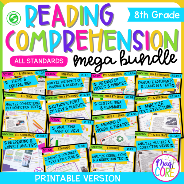8th Grade Reading Comprehension Growing MEGA Bundle - Lexile Leveled Passages