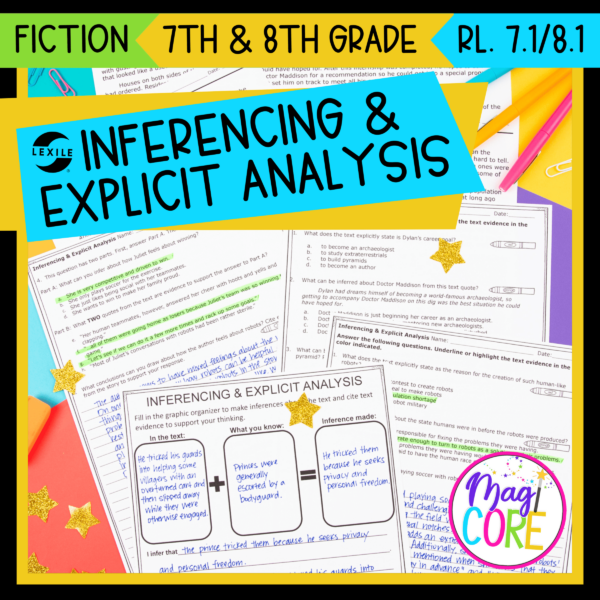 Inferencing & Explicit Analysis - 7th & 8th Grade - RL.7.1 & RL.8.1