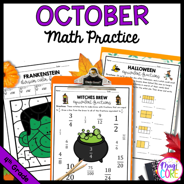 October Themed Math Practice - 4th Grade