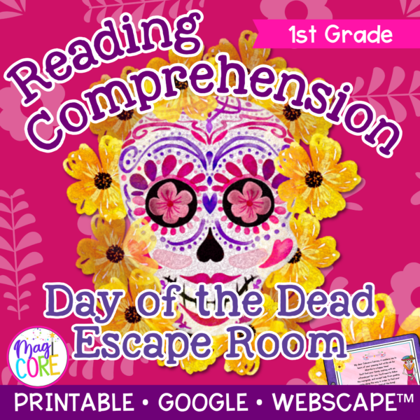 Day of the Dead Escape Room & Webscape 1st Grade Print Digital Reading Activity