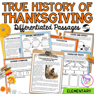History of Thanksgiving Reading Comprehension Passages Questions Pilgrims Native