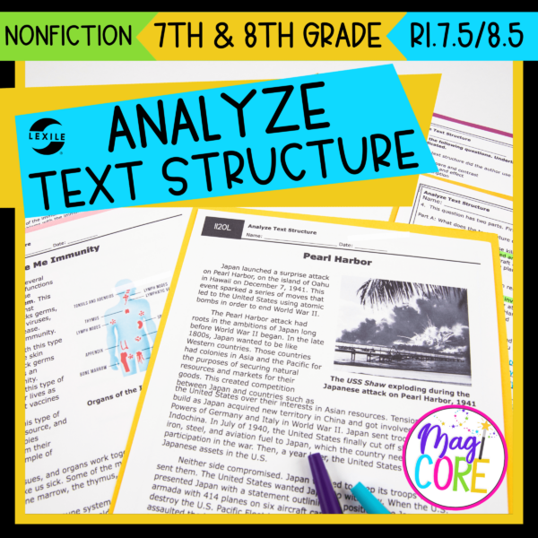 Analyze Text Structure - RI.7.5 RI.8.5 Passages