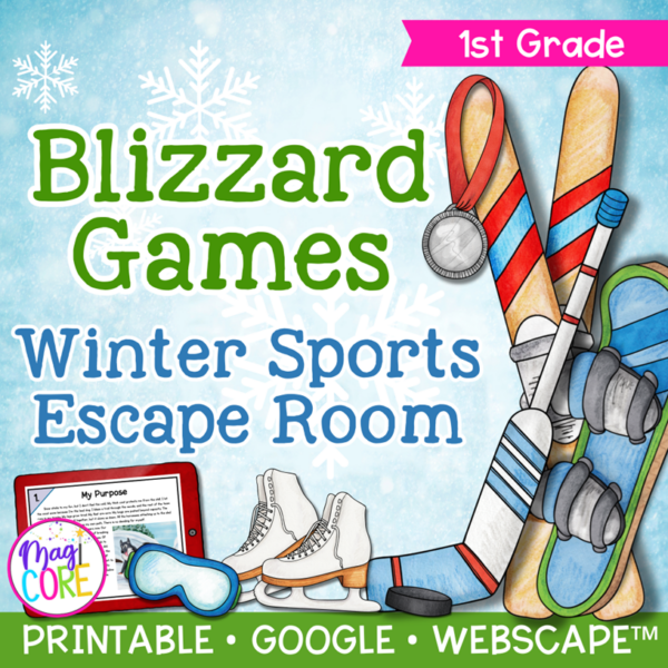 Winter Sports Reading Comprehension Escape Room & Webscape 1st Grade Passage