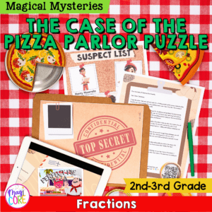 Pizza Fractions Magical Mystery 2nd & 3rd Grade Print & Digital Math Activity