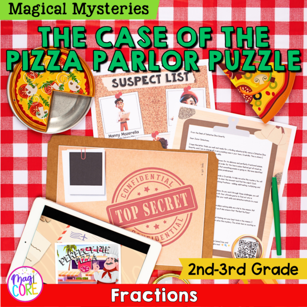 Pizza Fractions Magical Mystery 2nd & 3rd Grade Print & Digital Math Activity