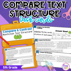Compare Text Structure Task Cards - 5th Grade Practice - RI.5.5
