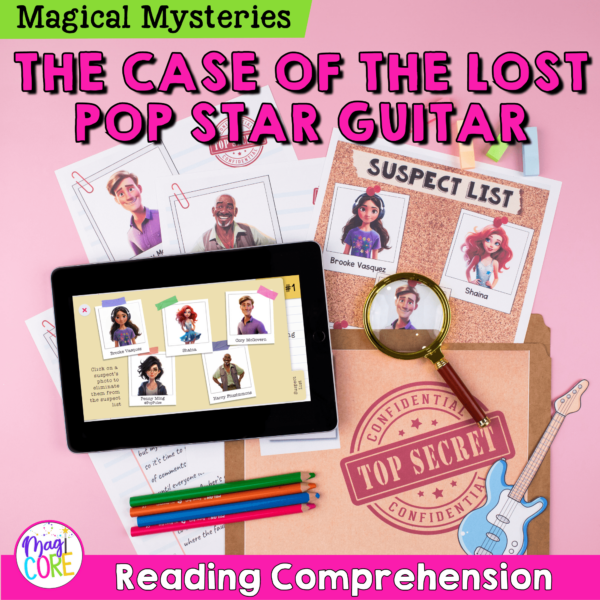 The Case of the Lost Pop Star Guitar Reading Comprehension Activity