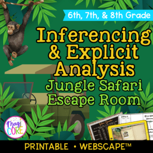 Inferencing & Explicit Analysis Reading Escape Room 6th 7th 8th Grade