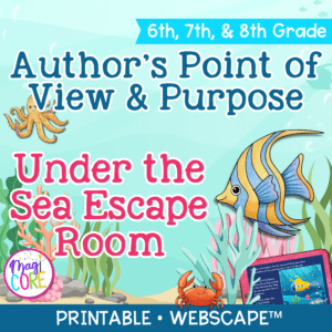 Author's Point of View & Purpose Under the Sea Escape Room 6th 7th 8th Grade