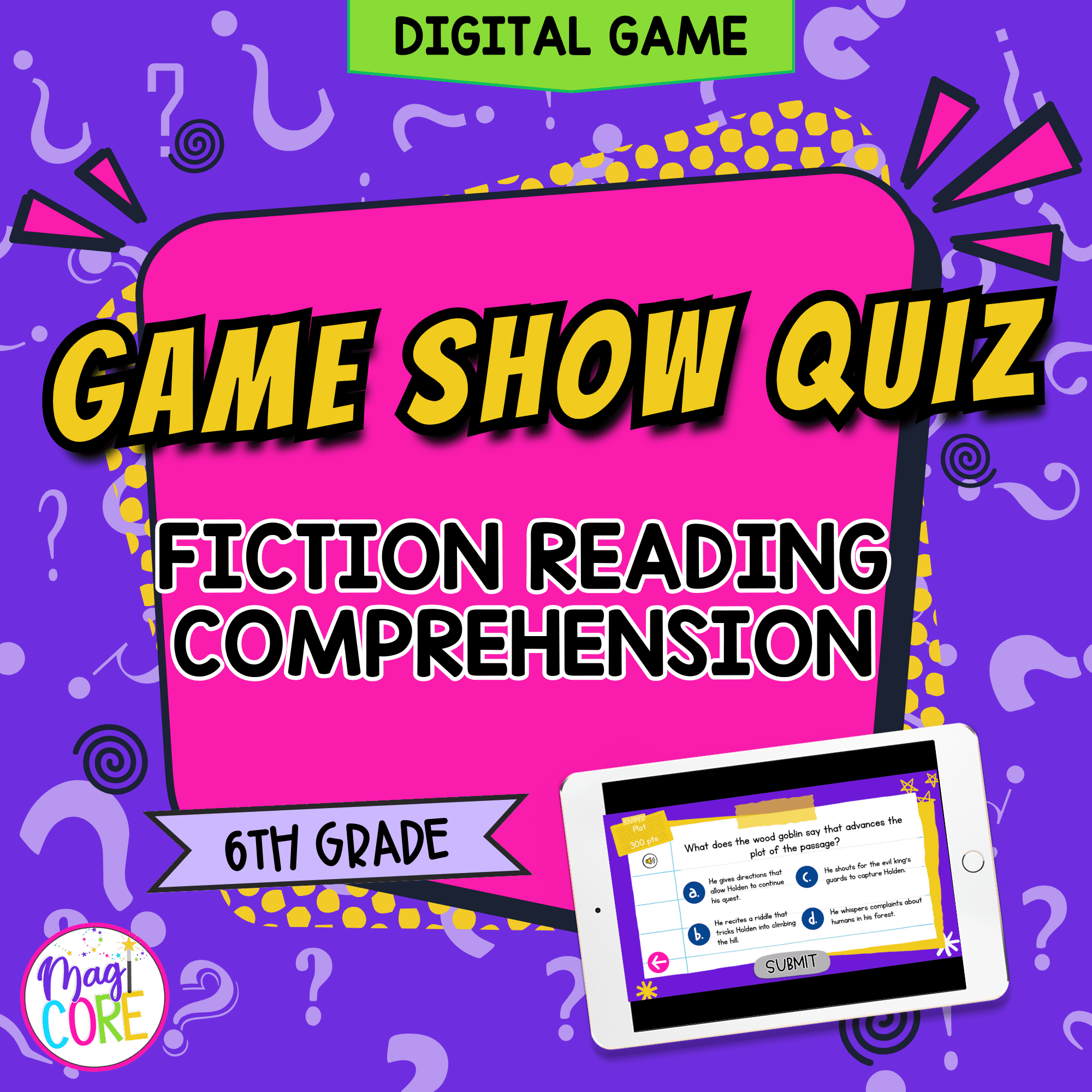 Jeopardy Style 6th Grade Fiction Reading Comprehension Review ELA Quiz Game Show
