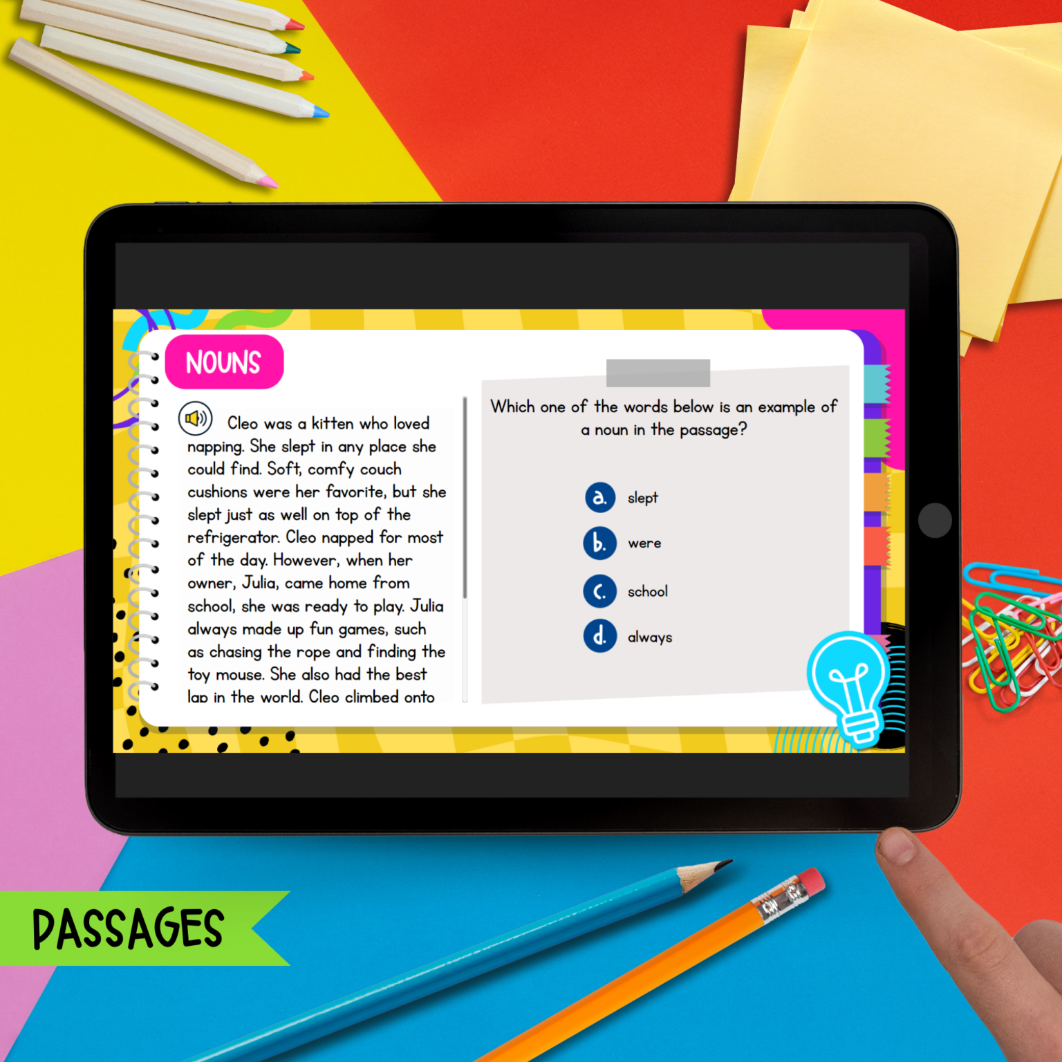 Jeopardy Basic Parts of Speech Reading Comprehension Review | MagiCore