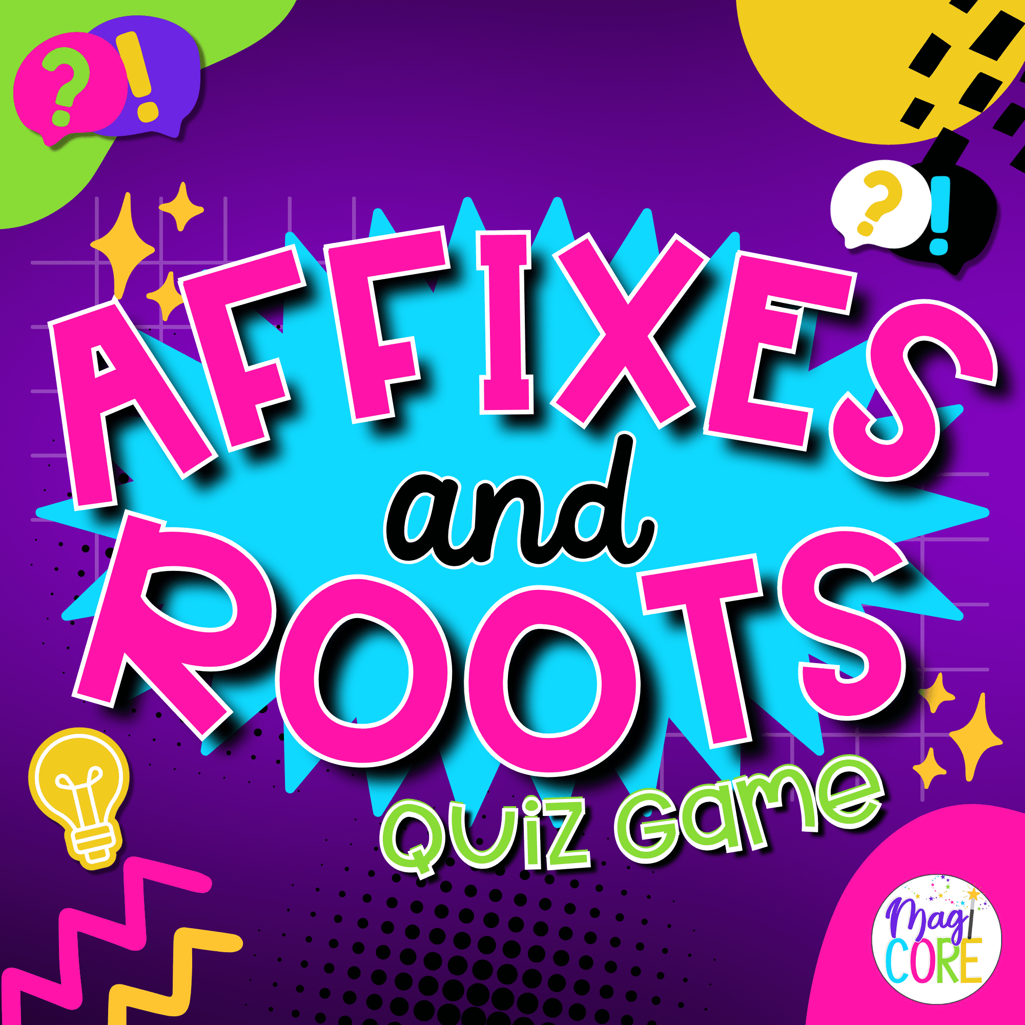 Jeopardy Style Affixes & Roots Reading Comprehension Review ELA Quiz Game Show