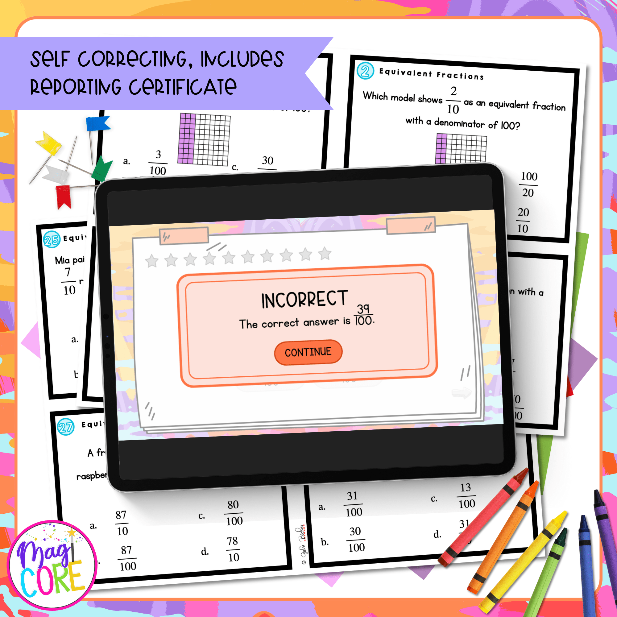 Fractions with Denominators of 10 & 100 - 4th Grade Task Cards - Print & Digital - Image 3
