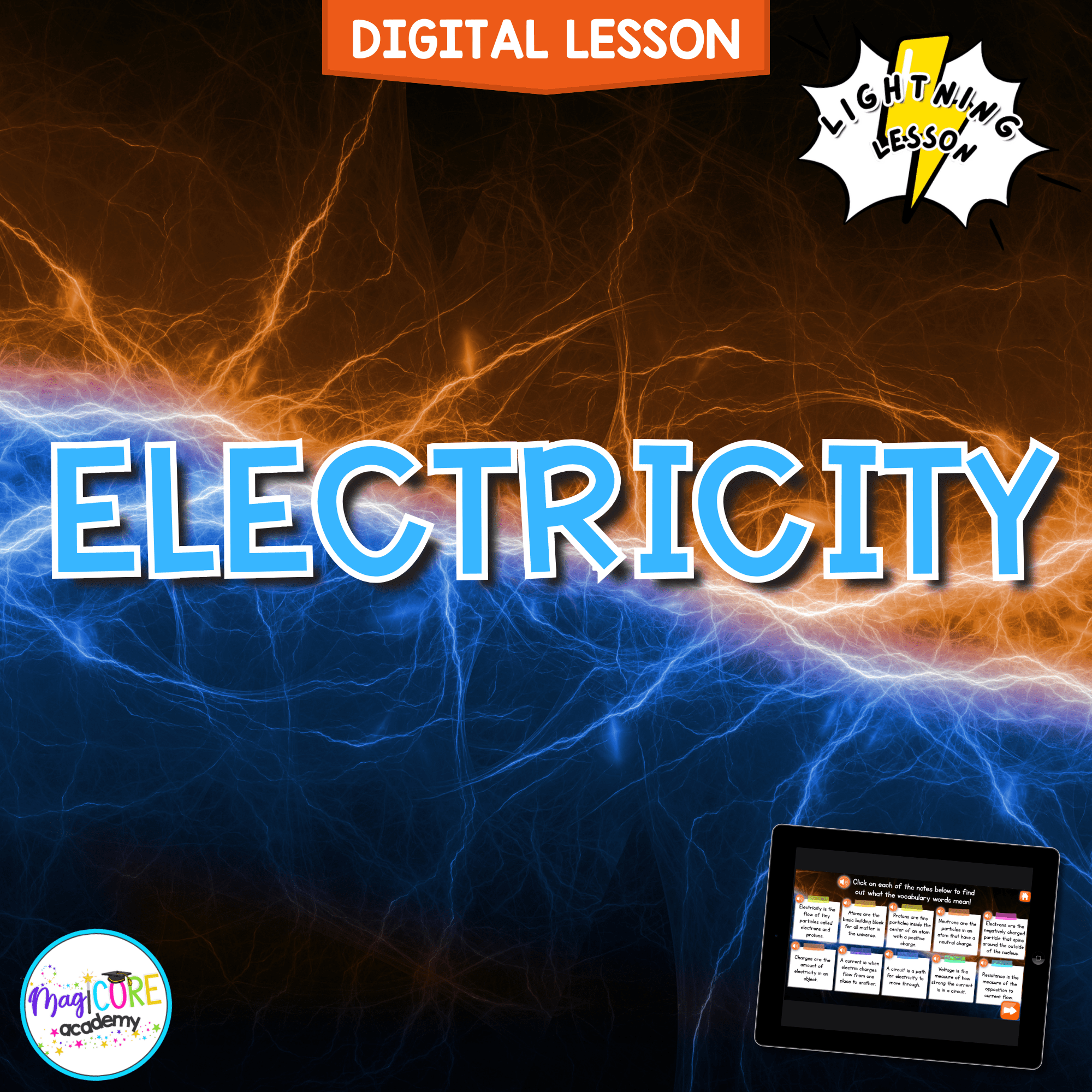 Electricity Digital Science Lesson Video Activity & Quiz 3rd Grade NGSS 3-PS2-3