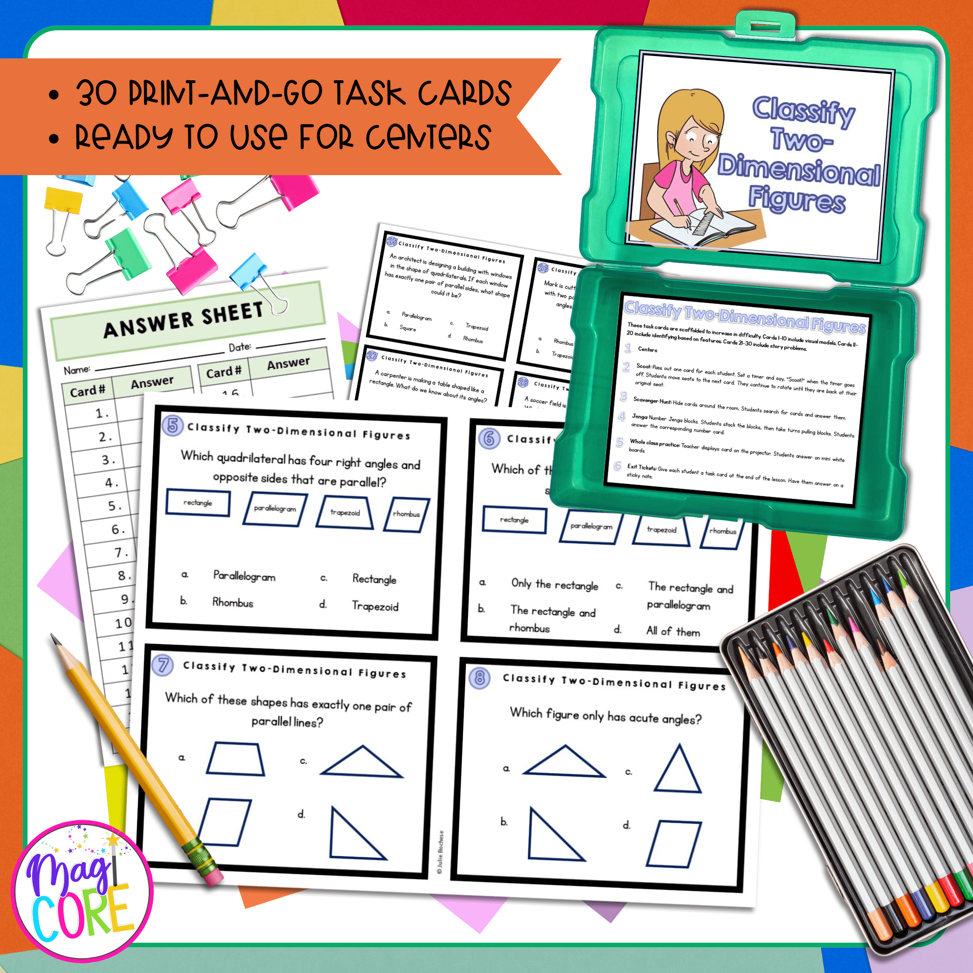 Classify 2D Figures - 4th Grade Task Cards - Print & Digital - 4.G.A.2 - Image 2