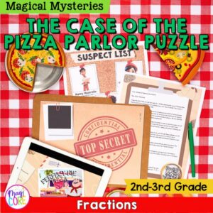 Pizza Fractions Magical Mystery 2nd & 3rd Grade Print & Digital Math Activity
