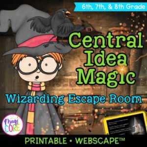Central Idea Reading Comprehension Escape Room & Webscape™ 6th 7th 8th Grade