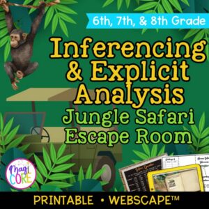 Inferencing & Explicit Analysis Reading Escape Room 6th 7th 8th Grade
