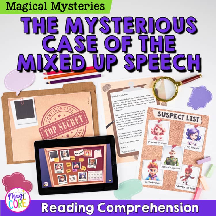 The Case of the Mixed Up Speech Reading Comprehension Print & Digital Activity