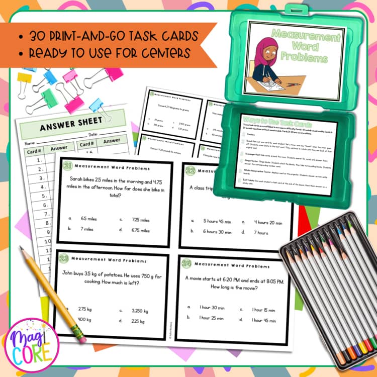 Solving Word Problems to Convert Measurements - 4th Grade Math Task Cards - Image 2