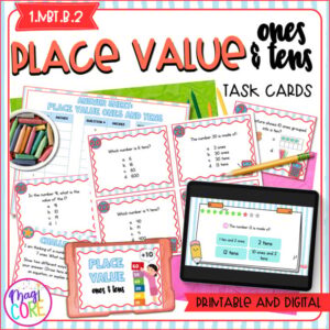 Place Value Ones & Tens - 1st Grade Task Cards - 1.NBT.B.2 Print Digital Center