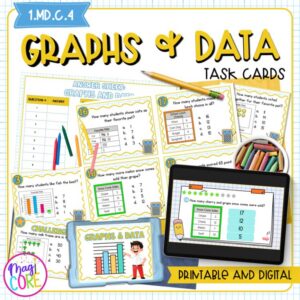 Graphs & Data 1st Grade Math Task Cards 1.MD.C.4 Center Activity Game Review