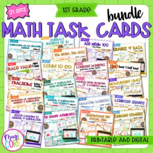 1st Grade Math Task Card Bundle Resource Review Centers Activity Digital Games