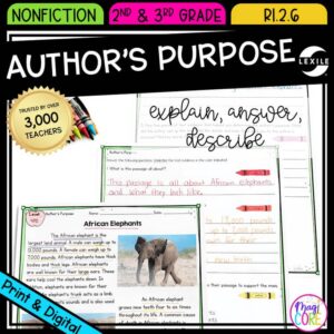 Author's Purpose - 2nd Grade RI.2.6 - Reading Comprehension Passages Worksheets
