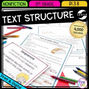 Nonfiction Text Structure Passages Worksheets Anchor Chart 3rd Grade RI.3.8