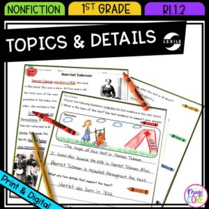 Main Topic & Supporting Details Nonfiction Passages Worksheets RI.1.2 RI1.2