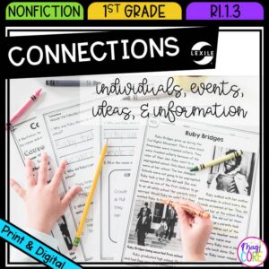 Making Connections RI.1.3 RI1.3 Reading Passages Worksheets Anchor Chart
