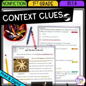 Context Clues Nonfiction Reading Comprehension Passages Worksheets RI.1.4 RI1.4