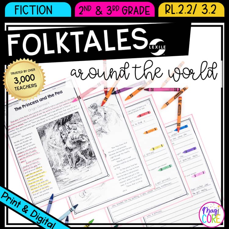 Retell Stories: Folktales Fairytales RL.2.2 RL.3.2 Reading Passages Worksheets