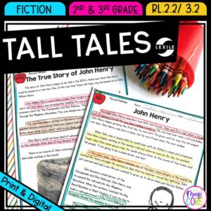 Retell Stories Tall Tales Reading Passages Worksheets RL.2.2 RL.3.2 RL2.2 RL3.2
