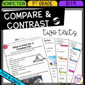 Compare & Contrast Reading Passages Question Anchor Chart 1st Grade RI.1.9 RI1.9
