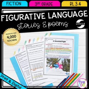 Figurative Language Reading Passages Worksheets Anchor Chart 3rd Grade RL.3.4