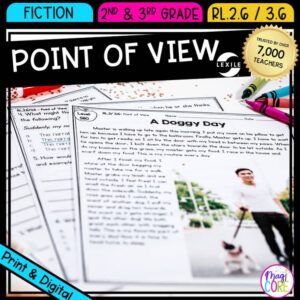 Point of View Reading Passages Worksheets Anchor Chart Activities RL.2.6 RL.3.6