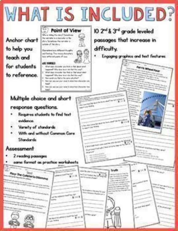 Point of View Reading Passages Worksheets Anchor Chart Activities RL.2.6 RL.3.6 - Image 2