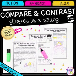Compare & Contrast Stories Series Reading Passages Worksheets 3rd Grade RL.3.9