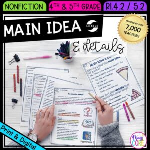 Main Idea Supporting Details Reading Comprehension Passages 4th 5th RI.4.2 RI5.2