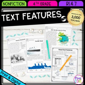 Nonfiction Text Features Reading Passages, Anchor Charts, Worksheets - RI.4.7