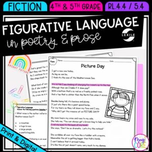 Figurative Language Reading Passages Worksheets Poetry RL.4.4 RL.5.4 RL4.4 RL5.4