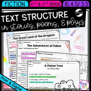 Text Structure Fiction Poems Prose Drama Stories Reading Passages RL.4.5 RL.5.5