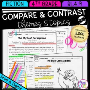 Compare & Contrast Themes in Folktales & Myths Reading Passages RL.4.9 RL4.9